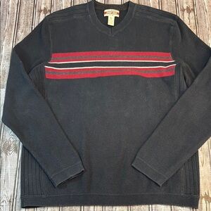 Y2K Eddie Bauer Sport Shop Striped V-Neck Sweater size XL Tall
